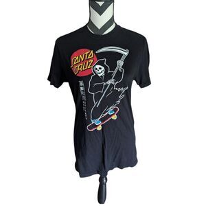 Riot Society x Santa Cruz Grim Reaper Skateboard T-Shirt Black Men's Size S
